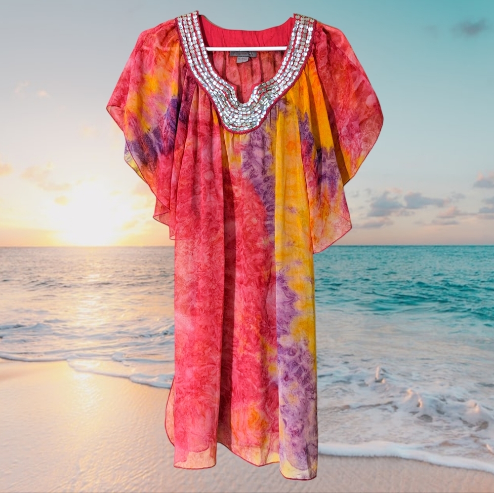 🔥 Host Pick Peppermint Bay Tie Dye beach dress swimsuit cover-up sequin flutter